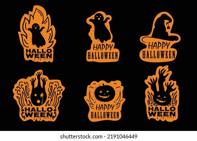 Set of silhouettes of Halloween on a white background. Vector illustration