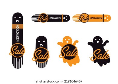 Set of silhouettes of Halloween on a white background. Vector illustration