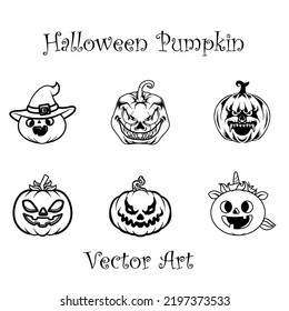 Set of silhouettes of Halloween on a white background. Vector illustration