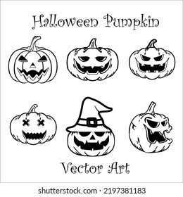 Set of silhouettes of Halloween on a white background. Vector illustration