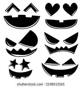 Set of silhouettes of Halloween on a white background. Vector illustration