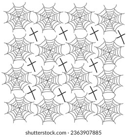 Set of silhouettes of Halloween on a white background. Vector illustration