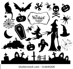 Set of silhouettes for Halloween party