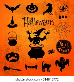 Set of silhouettes for Halloween party