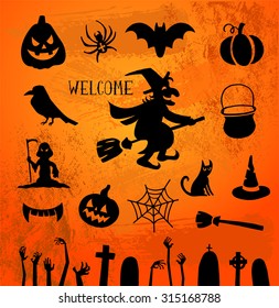 Set of silhouettes for Halloween party