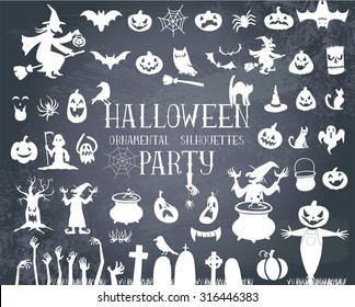 Set of silhouettes for Halloween party