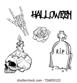 Set of silhouettes for Halloween party