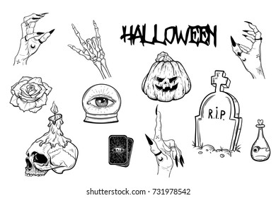 Set of silhouettes for Halloween party