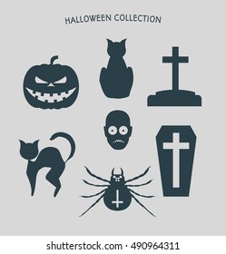 Set of silhouettes. Halloween party collection