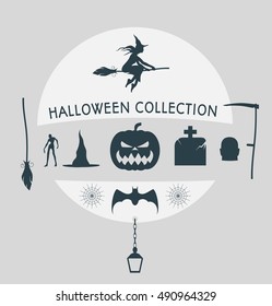 Set of silhouettes. Halloween party collection