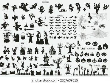 Set of silhouettes for Halloween party decoration