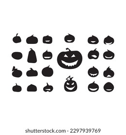 Set of silhouettes of Halloween. The shadow collection on Halloween. Set of icon for celebration. Vector illustration.