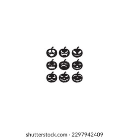 Set of silhouettes of Halloween. The shadow collection on Halloween. Set of icon for celebration. Vector illustration.