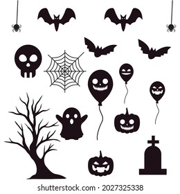 set silhouettes of halloween vector illustration.