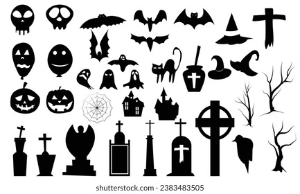 set of silhouettes of Halloween . Vector illustration design