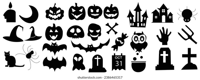 set of silhouettes of Halloween . Vector illustration design