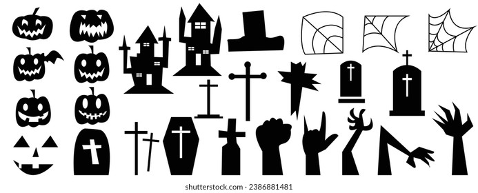 set of silhouettes of Halloween . Vector illustration design