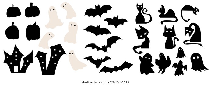 set of silhouettes of Halloween . Vector illustration design