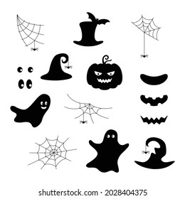 Set of silhouettes of Halloween. Vector. Isolated.