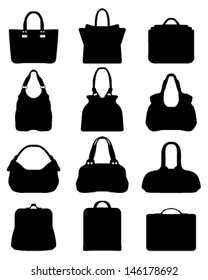 Set of silhouettes of handbags-vector