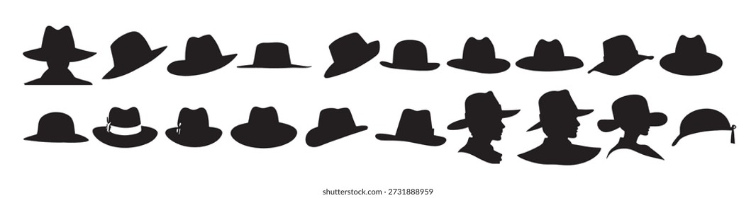 Satz von Silhouetten Hüte Vektorgrafik