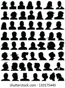 Set of silhouettes of heads 4,vector