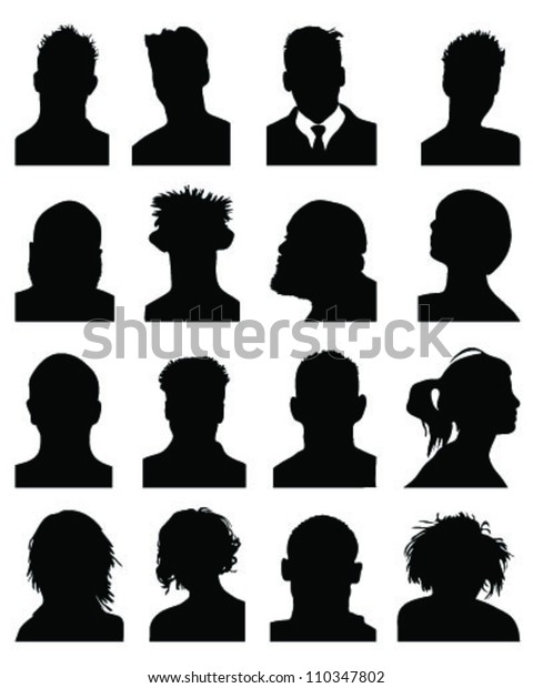 Set Silhouettes Heads 8 Vector Stock Vector (Royalty Free) 110347802