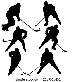 A set of silhouettes of hockey players