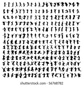 Set silhouettes. Hundreds of people. Vector