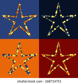 set of silhouettes of icons flat twinkling stars