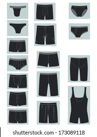 Set of silhouettes of icons of men's underwear