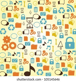 set of silhouettes of icons on vintage colors, vector illustration