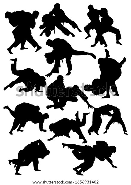 Set Silhouettes Judo Athletes Vector Illustration Stock Vector (Royalty ...