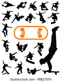 Set of silhouettes jump skate-vector