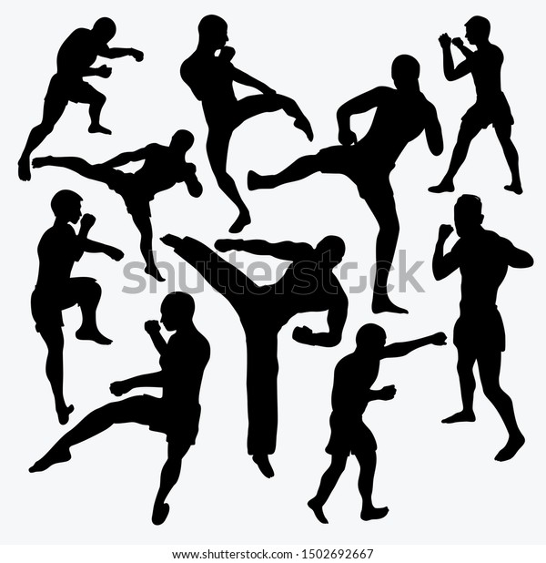 Set Silhouettes Kickboxers Stock Vector (Royalty Free) 1502692667