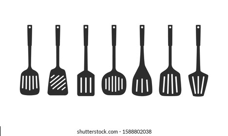Set of silhouettes of kitchen spatulas, vector illustration