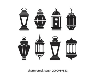 Set of silhouettes of lamps, vector illustration. isolated on white background