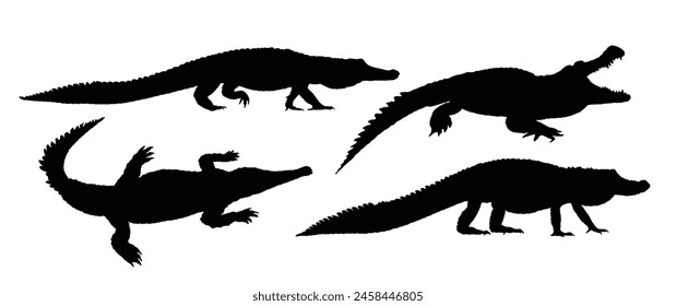 Set silhouettes of large crocodiles.