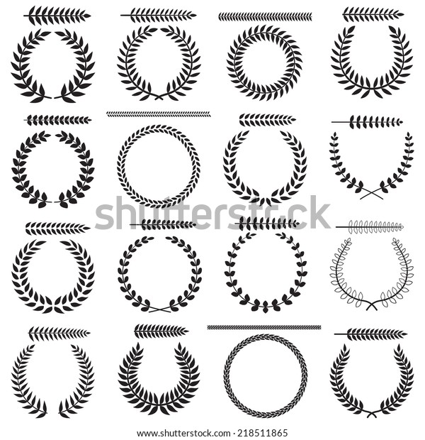 Set Silhouettes Laurel Wreaths Branches Vector Stock Vector Royalty Free 218511865 6618