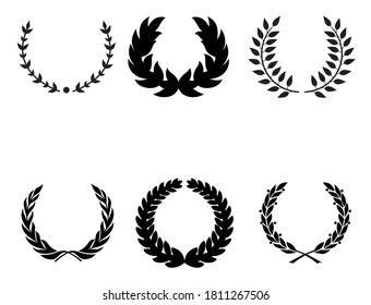 set of silhouettes of Laurel wreaths vector illustration