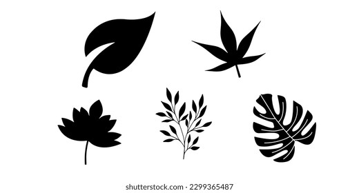conjunto de siluetas de hojas. ilustración vectorial eps 10