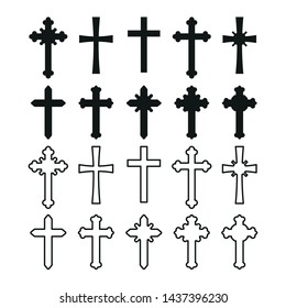 Set Silhouettes Lines Christian Crosses Simple Stock Vector (Royalty ...