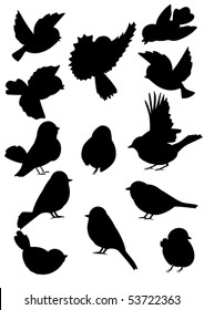 Set of silhouettes little birds