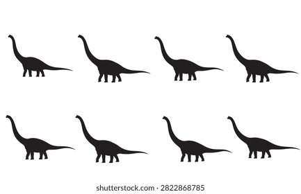 Set of silhouettes of longnecked dinosaurs