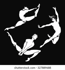 A set of silhouettes of men.