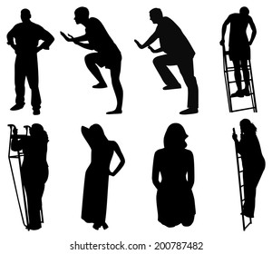 set of silhouettes of men and women in different poses