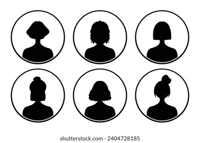 Set of silhouettes of men and women on a white background.