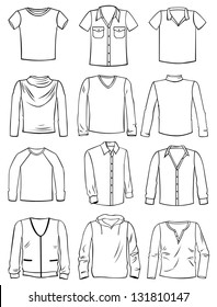 Set Silhouettes Mens Shirts Tshirts Sweaters Stock Vector (Royalty Free ...