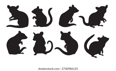 um conjunto de silhuetas de ratos 