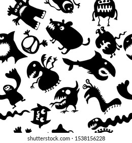 Set Silhouettes Monsters Vector Illustration Stock Vector (Royalty Free ...